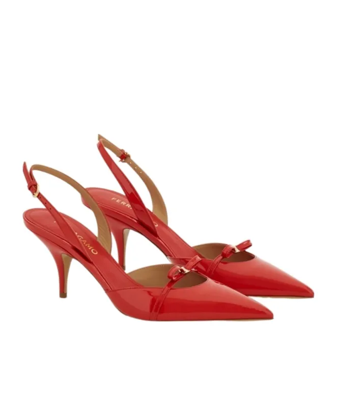 Ferragamo Bow Detailed Pointed-Toe Slingback Pumps