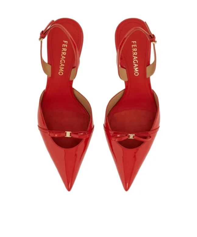 Ferragamo Bow Detailed Pointed-Toe Slingback Pumps