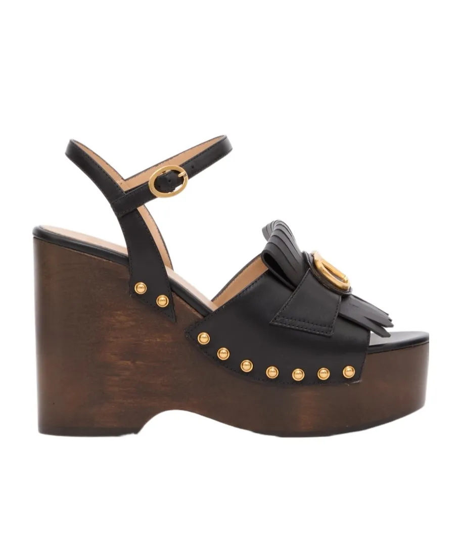 Valentino Vlogo Plaque Fringed Edge Sandals