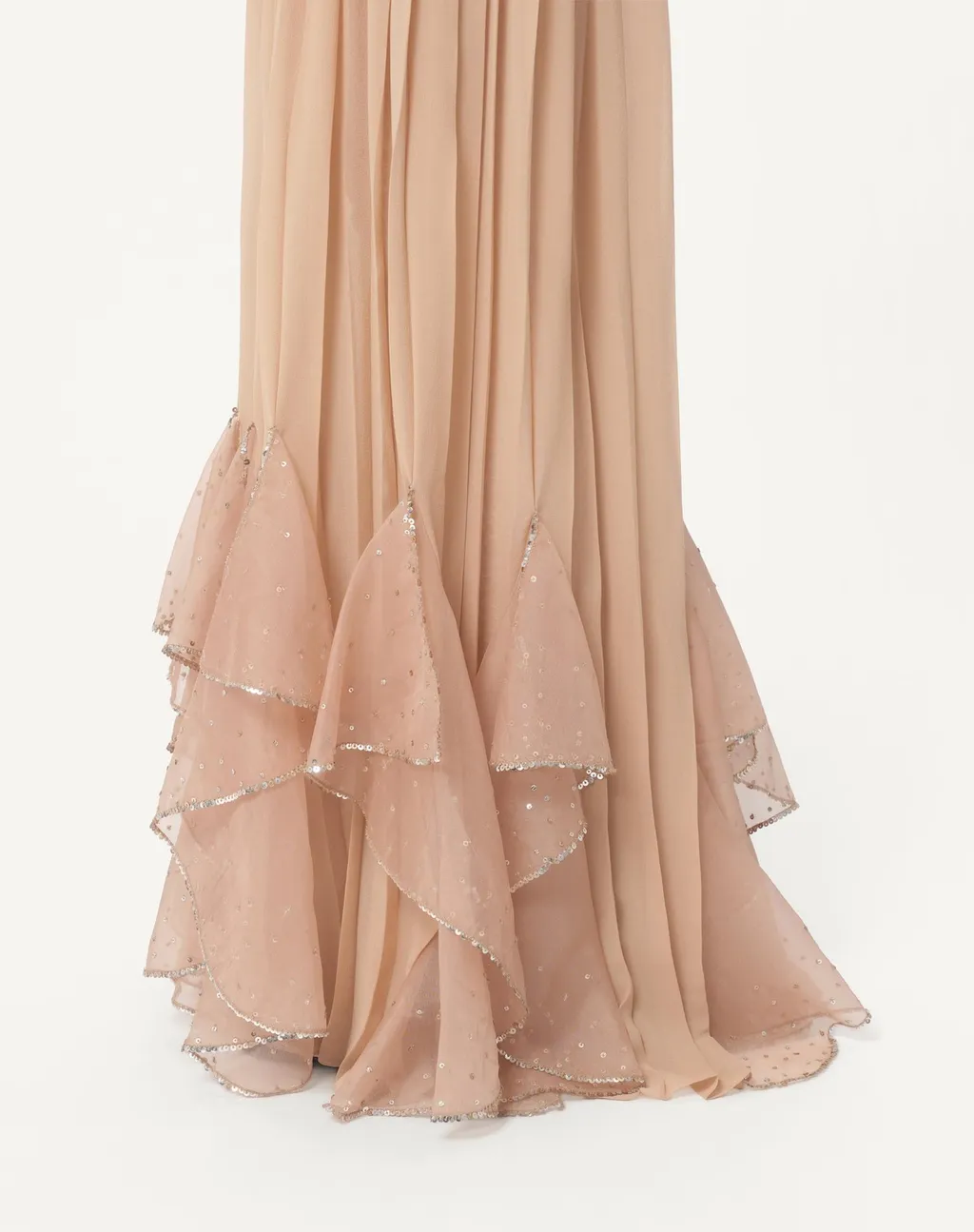 Valentino Floral Embellished Ruffled V-Neck Dress