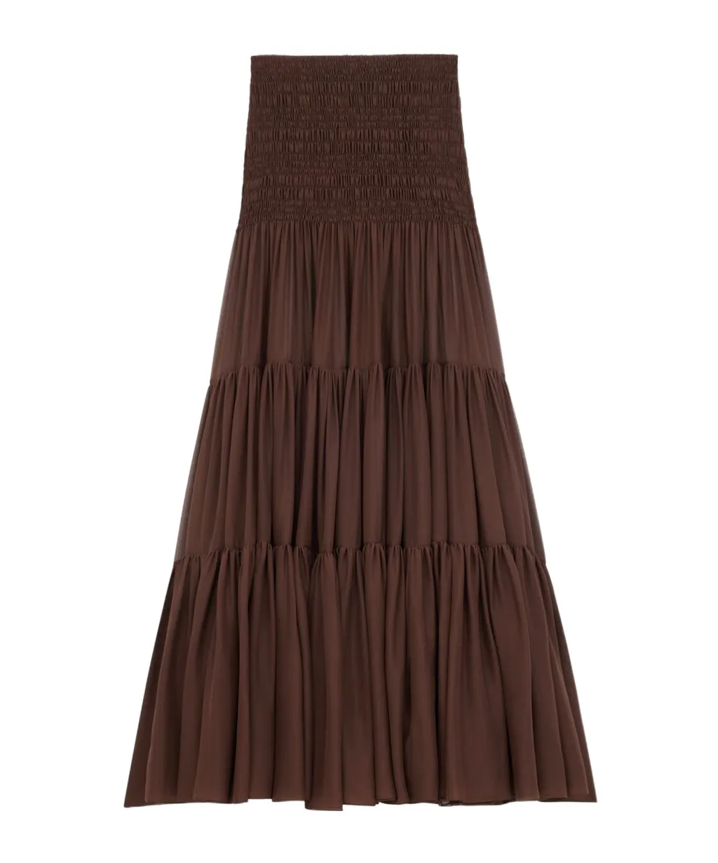 Ruffled Skirt In Silk Crepe Muslin