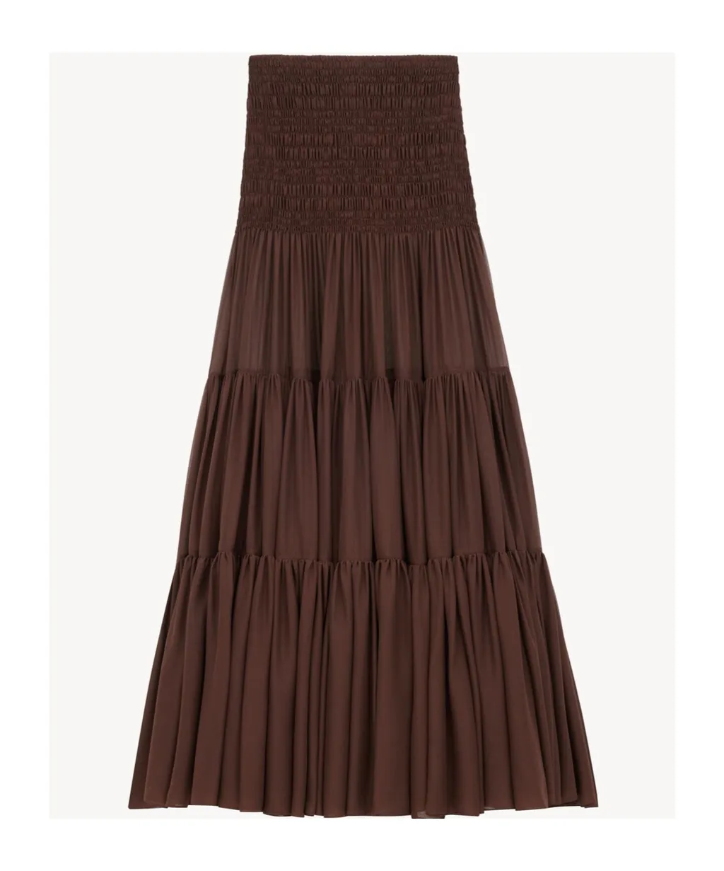 Ruffled Skirt In Silk Crepe Muslin