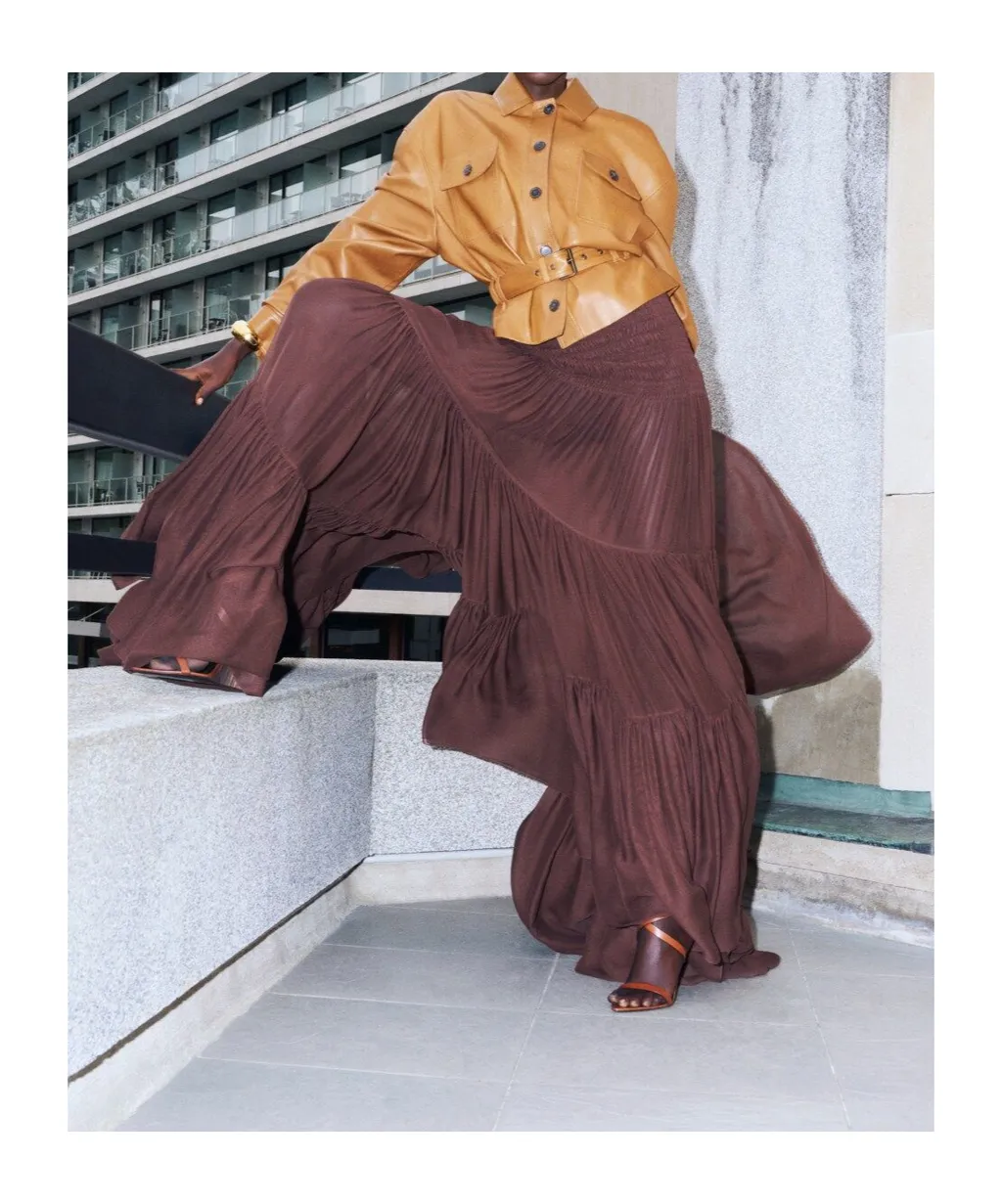 Ruffled Skirt In Silk Crepe Muslin