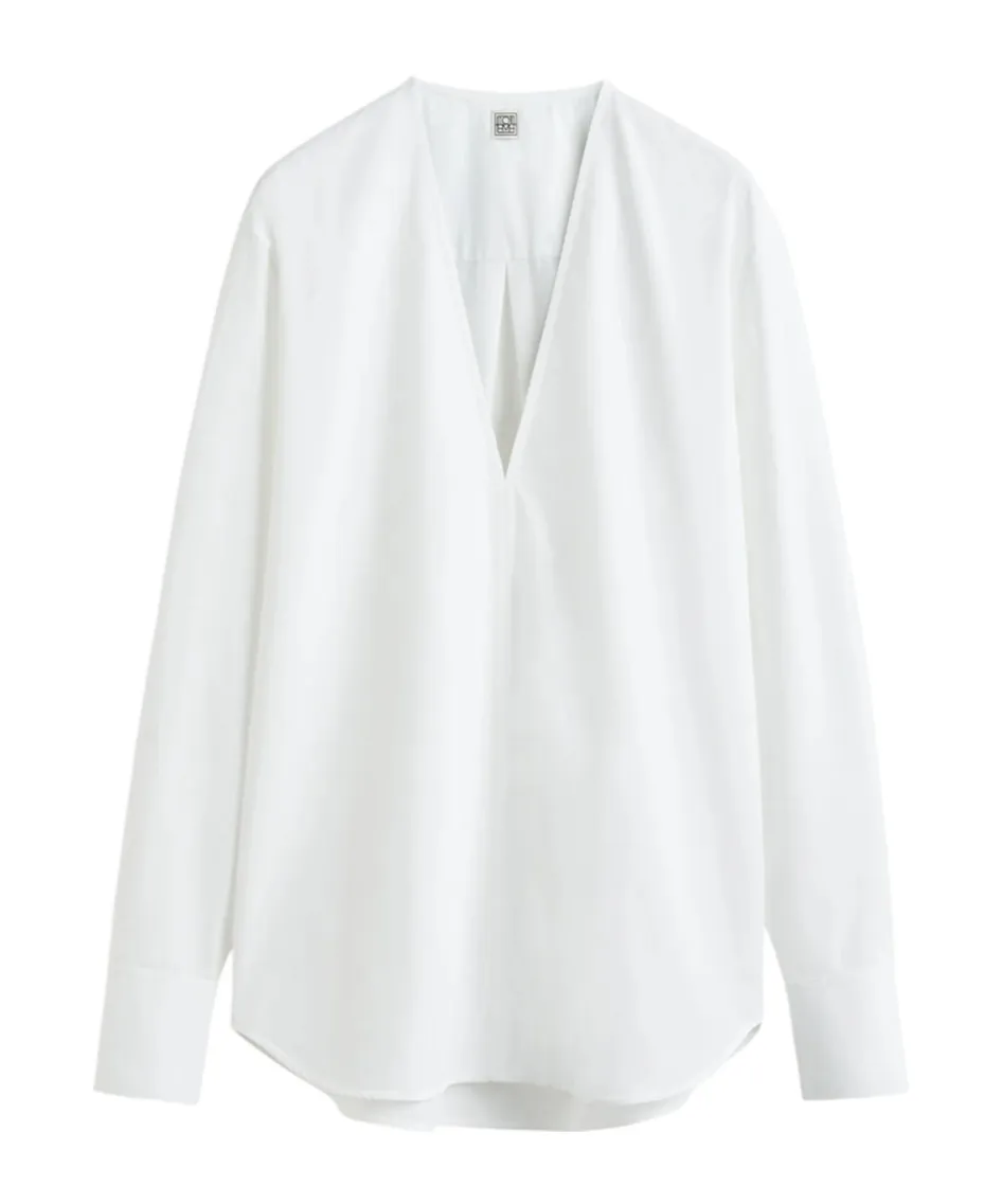 TotÊMe Box-Pleat Detailed V-Neck Blouse