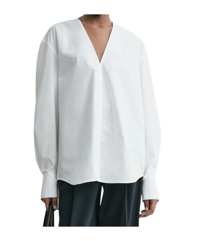 TotÊMe Box-Pleat Detailed V-Neck Blouse