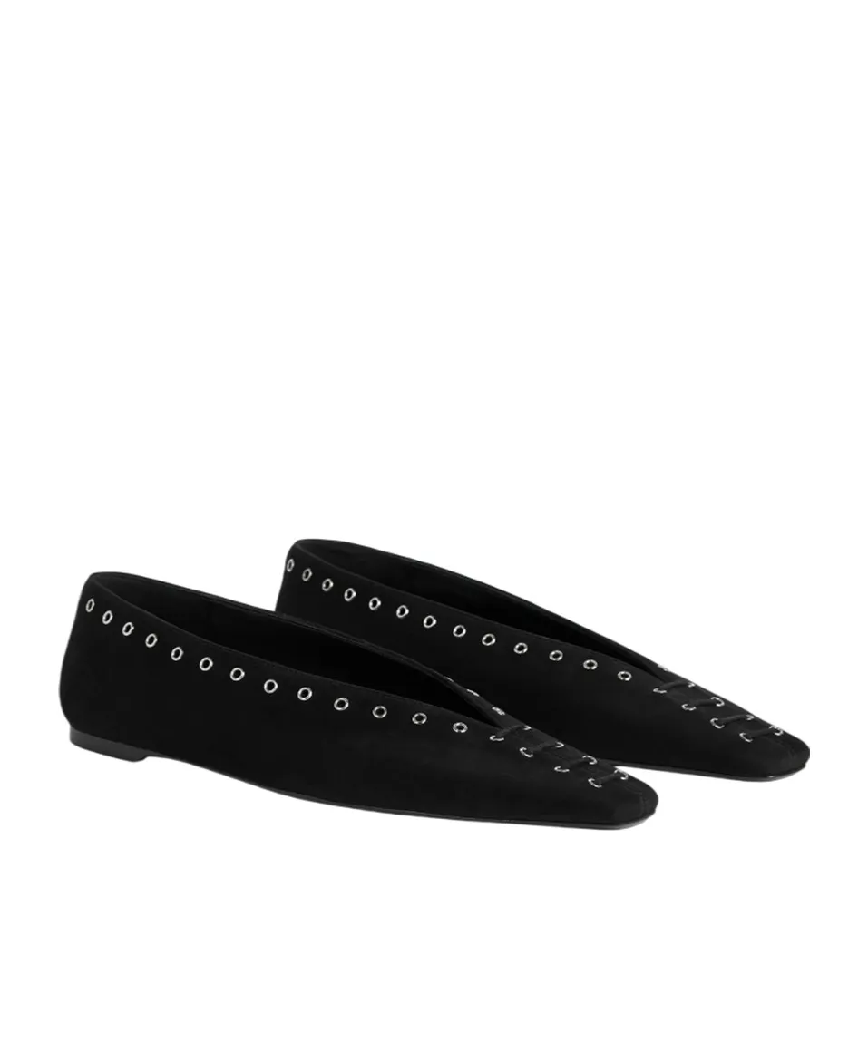 Totme Lace-Up Eyelet Ballerina Flats