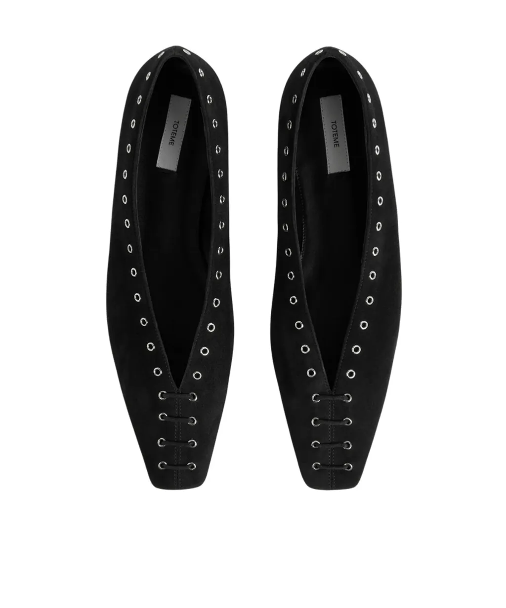 Totme Lace-Up Eyelet Ballerina Flats