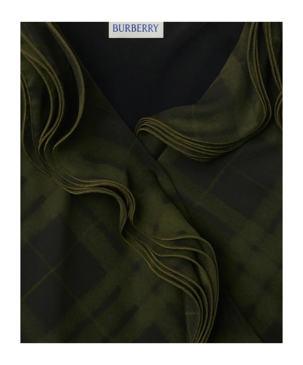Check Silk Wrap Dress