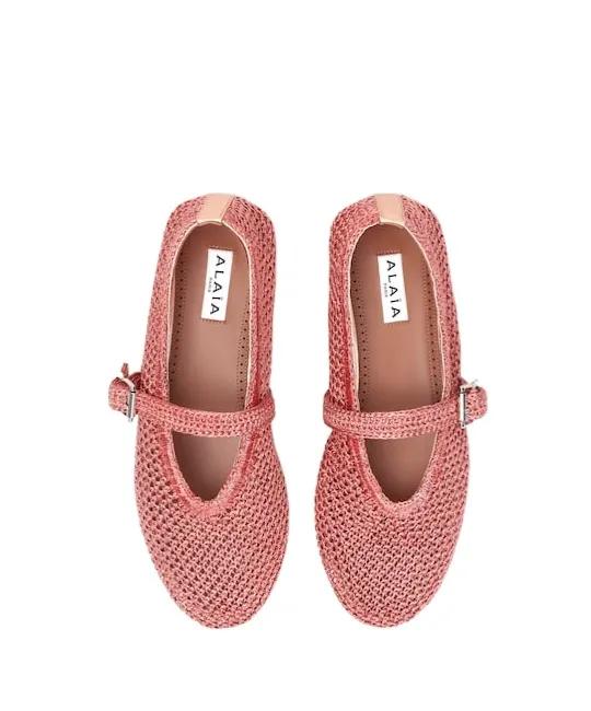 AlaÏA Buckled Knitted Ballet Flats