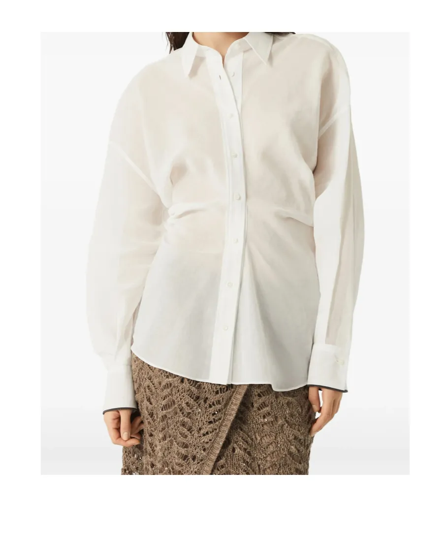 Brunello Cucinelli Shiny Cuff Organza Shirt