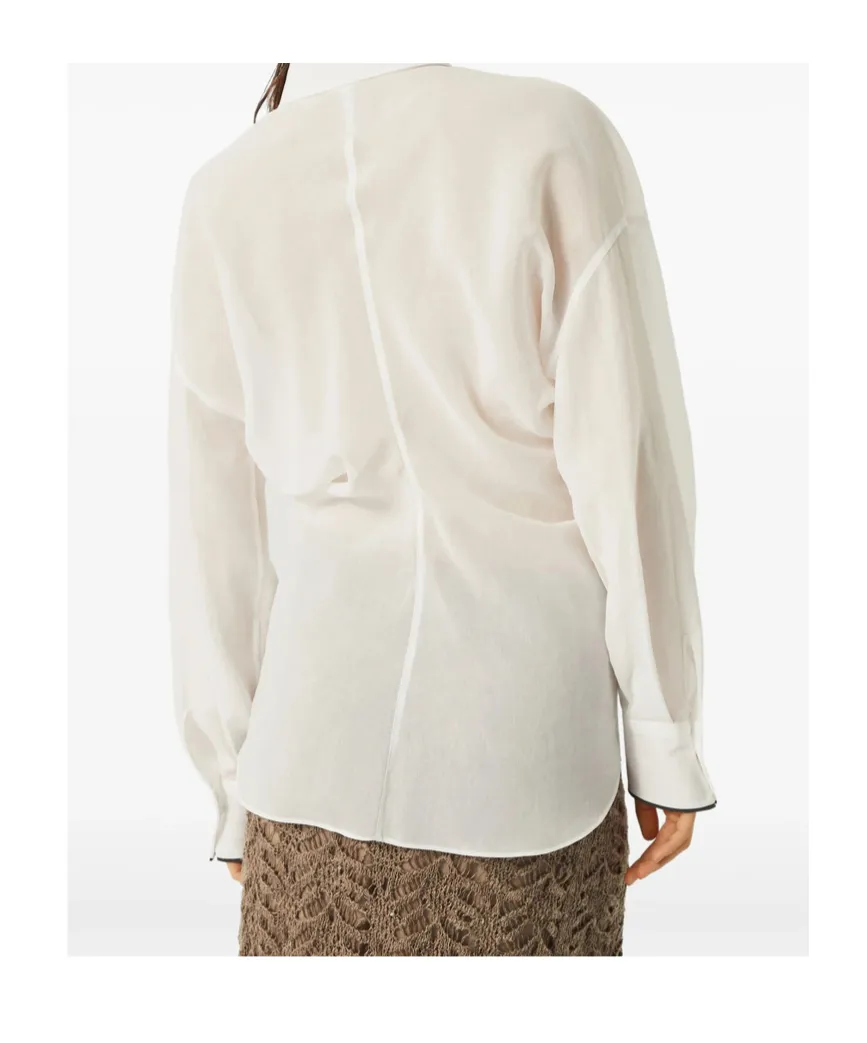 Brunello Cucinelli Shiny Cuff Organza Shirt