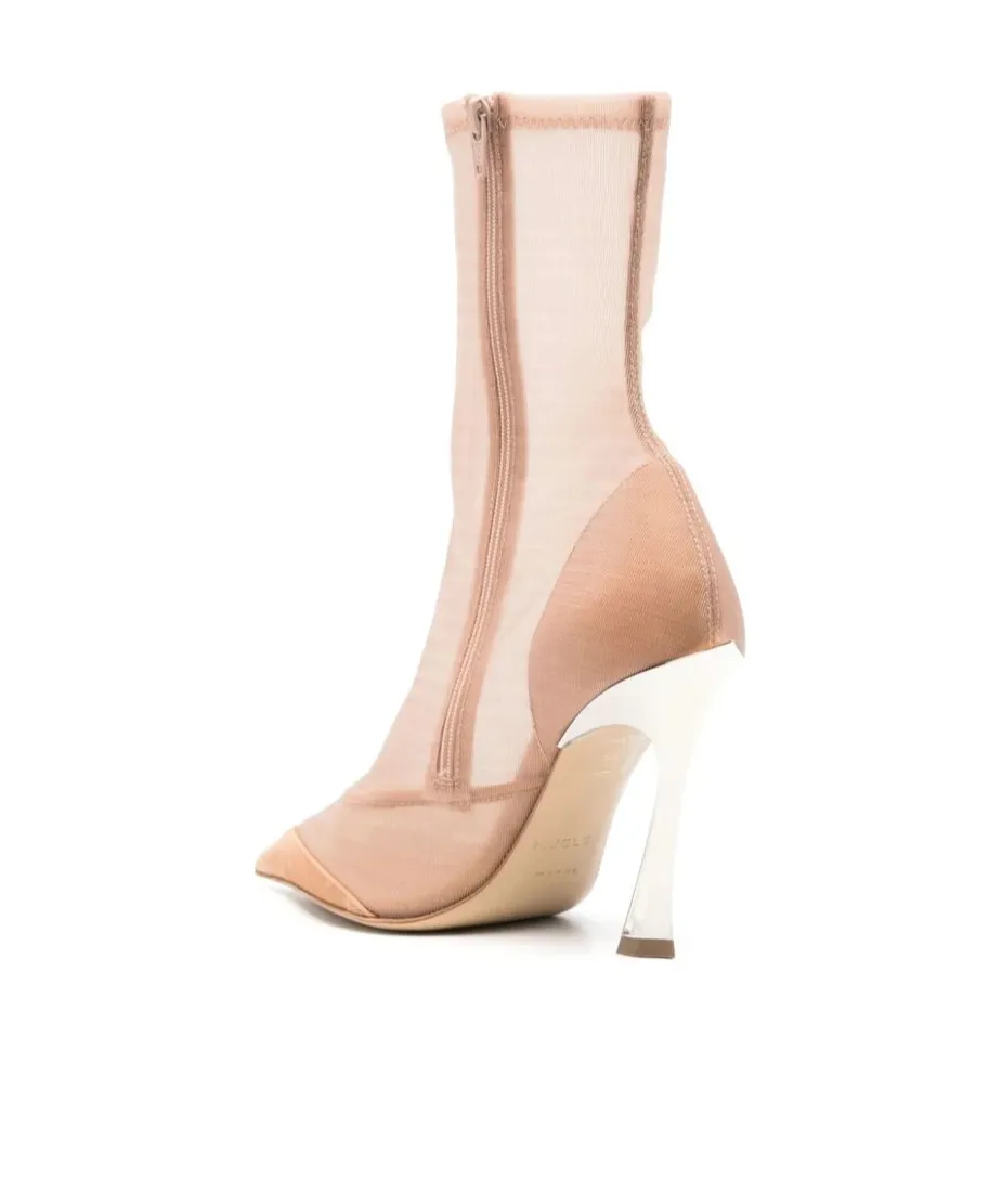 Pointed-Toe High-Heeled Ankle Boots