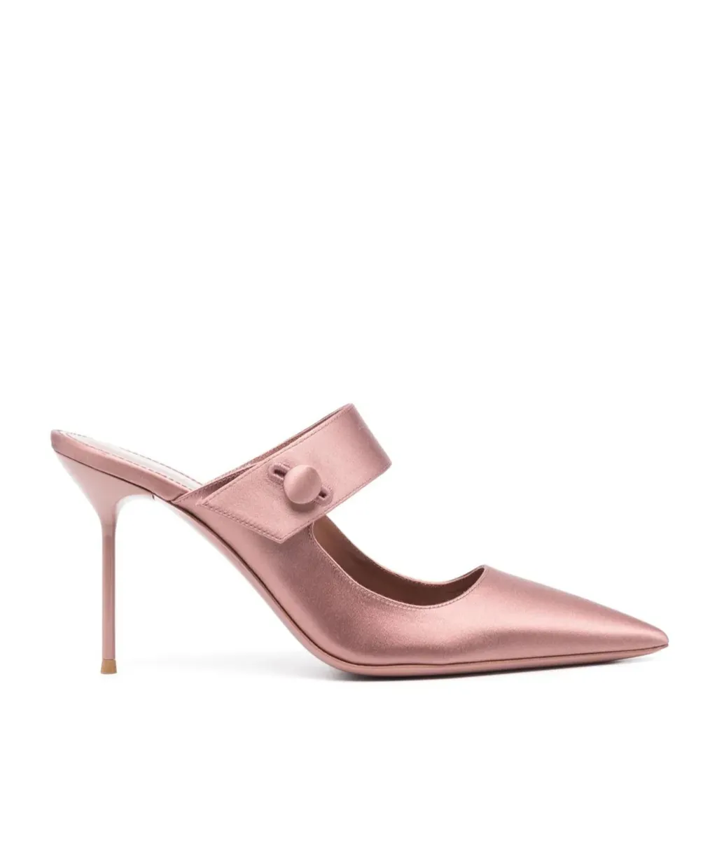 Paris Texas Pointed Toe Satin Mules