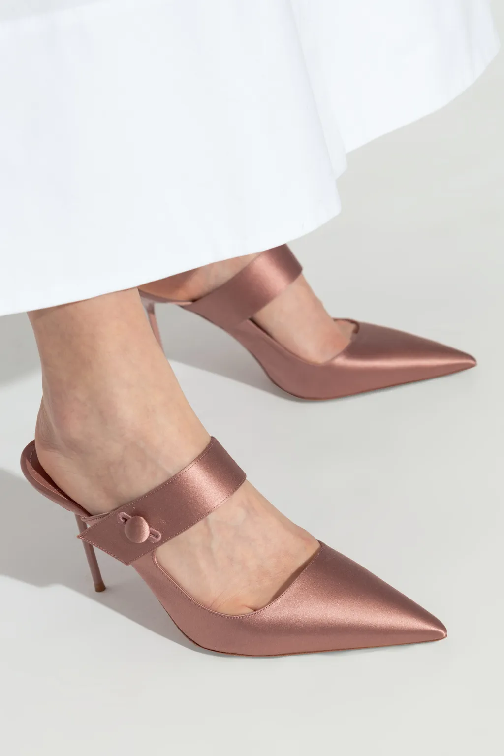 Paris Texas Pointed Toe Satin Mules