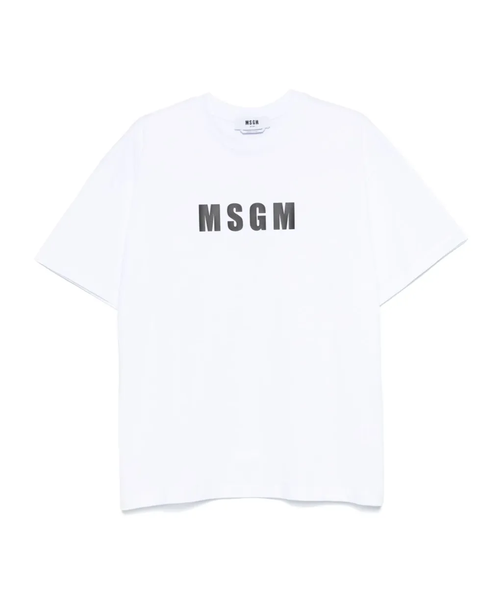 Msgm Logo-Printed Crewneck T-Shirt