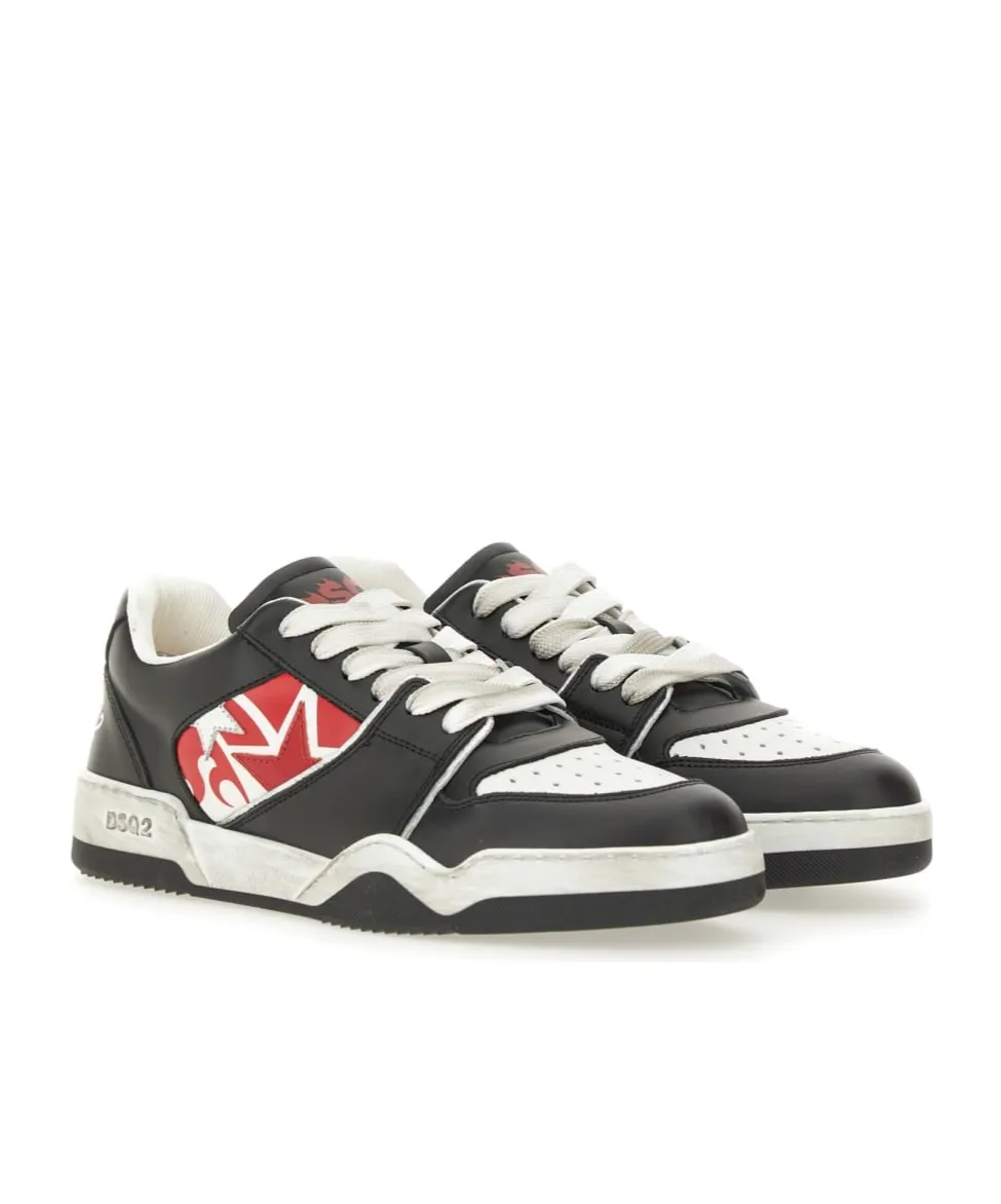 Dsquared2 Spiker Logo Printed Vintage Finish Sneakers