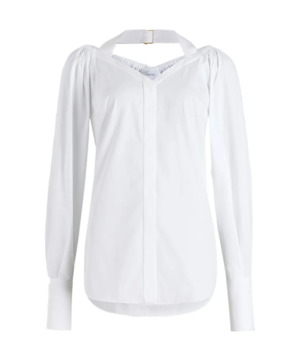 Patou Wrap-Over Long-Sleeve Top