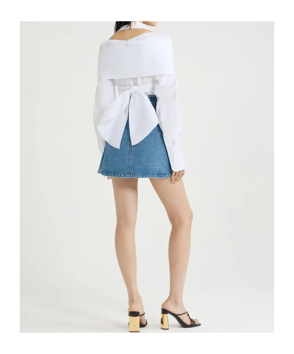 Patou Wrap-Over Long-Sleeve Top