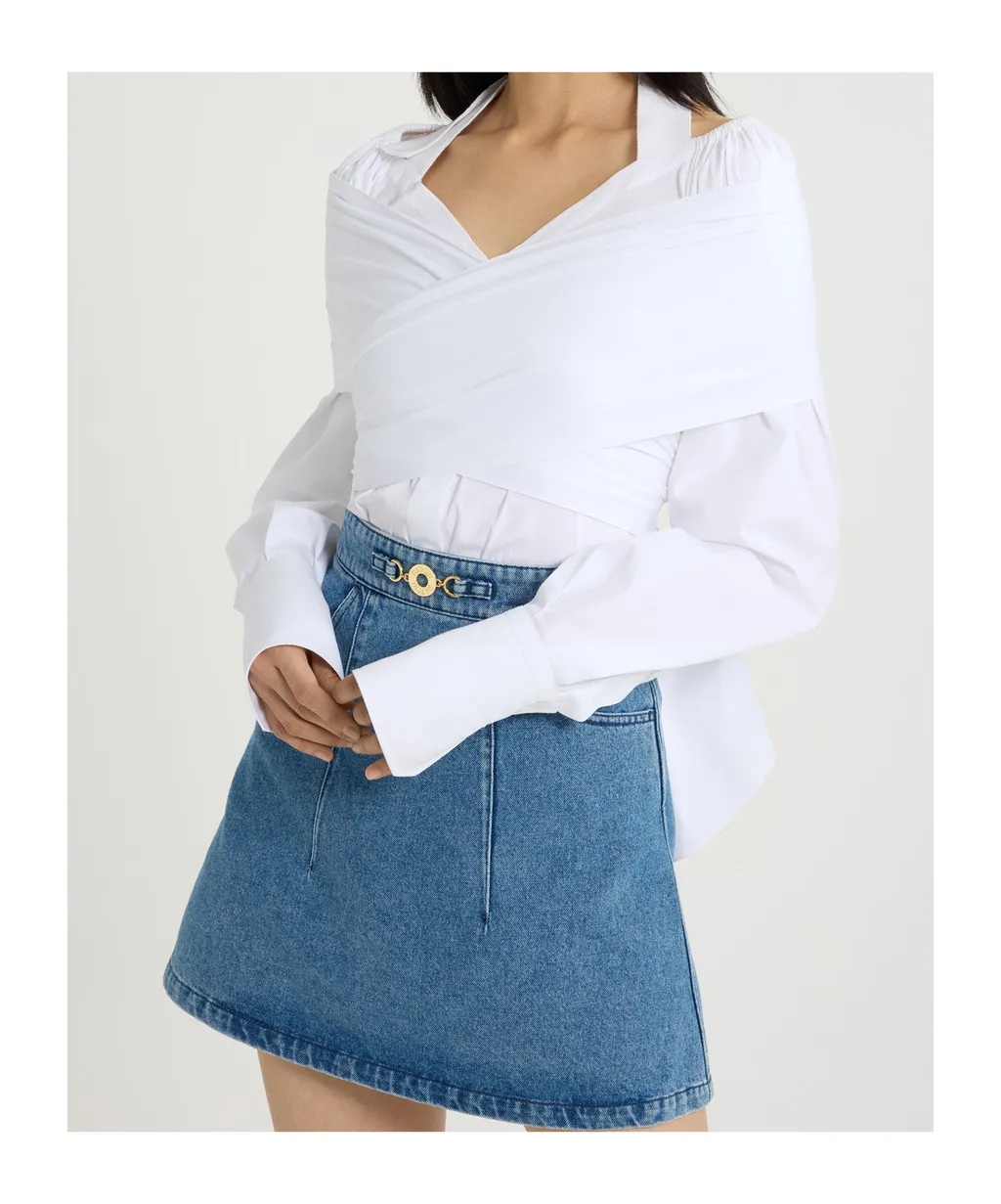 Patou Wrap-Over Long-Sleeve Top