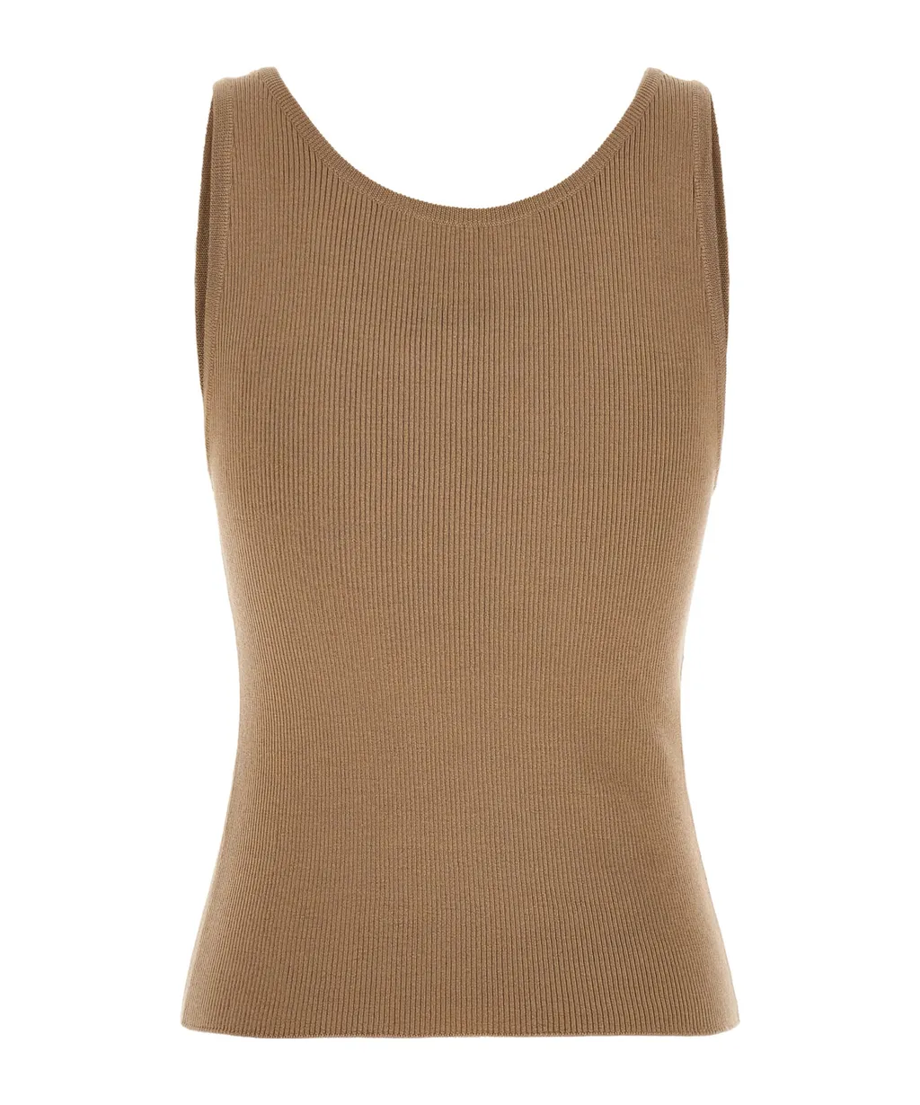Moschino Logo Plaque Ribbed-Knit Tank Top