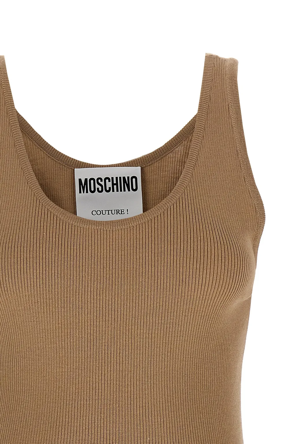 Moschino Logo Plaque Ribbed-Knit Tank Top