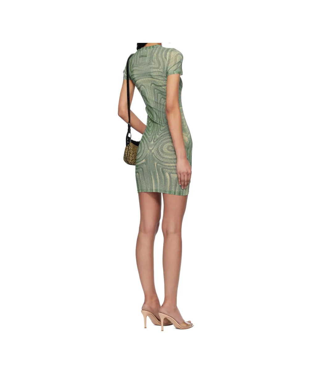 Spiral-Print Mesh Dress