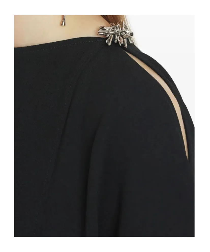 Appliqué-Detail Midi Dress