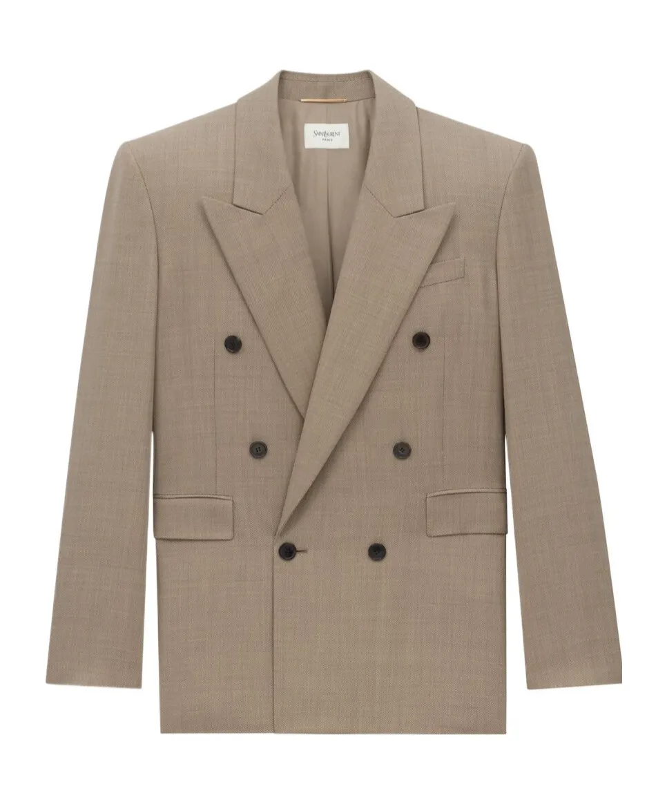 Saint Laurent Double-Breasted Long-Sleeved Jacket