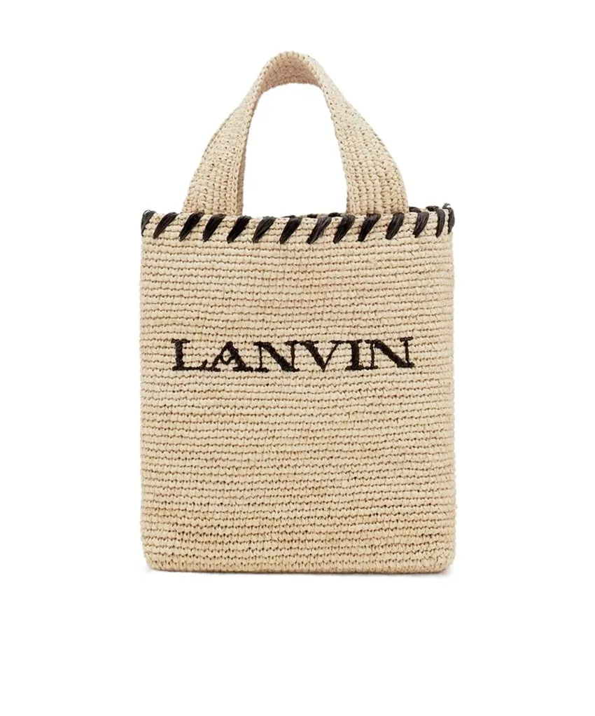 Logo-Motif Raffia Tote Bag