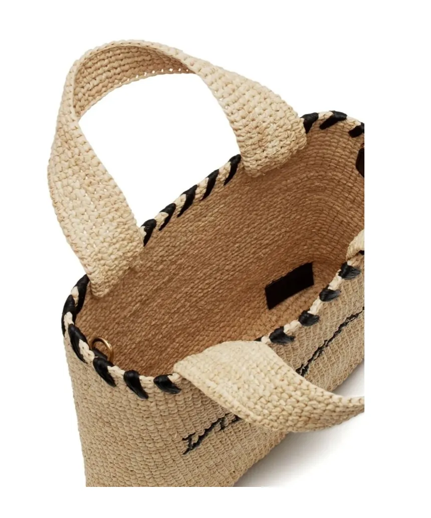 Logo-Motif Raffia Tote Bag