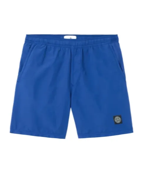 Stone Island Logo Patch Mid-Length Swim Trunks