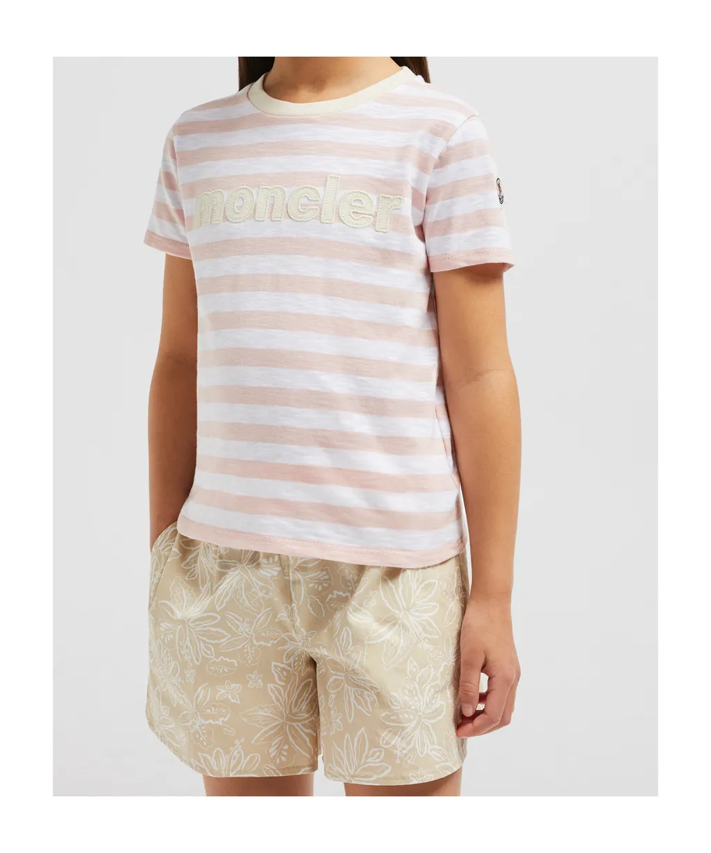 Moncler Enfant Logo Striped Jersey T-Shirt