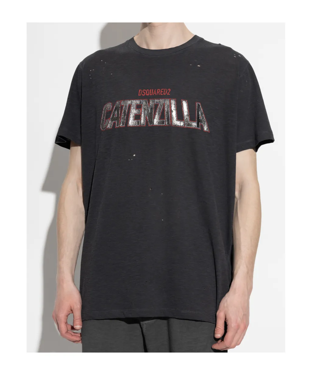 Dsquared2 Distressed Crewneck Printed T-Shirt