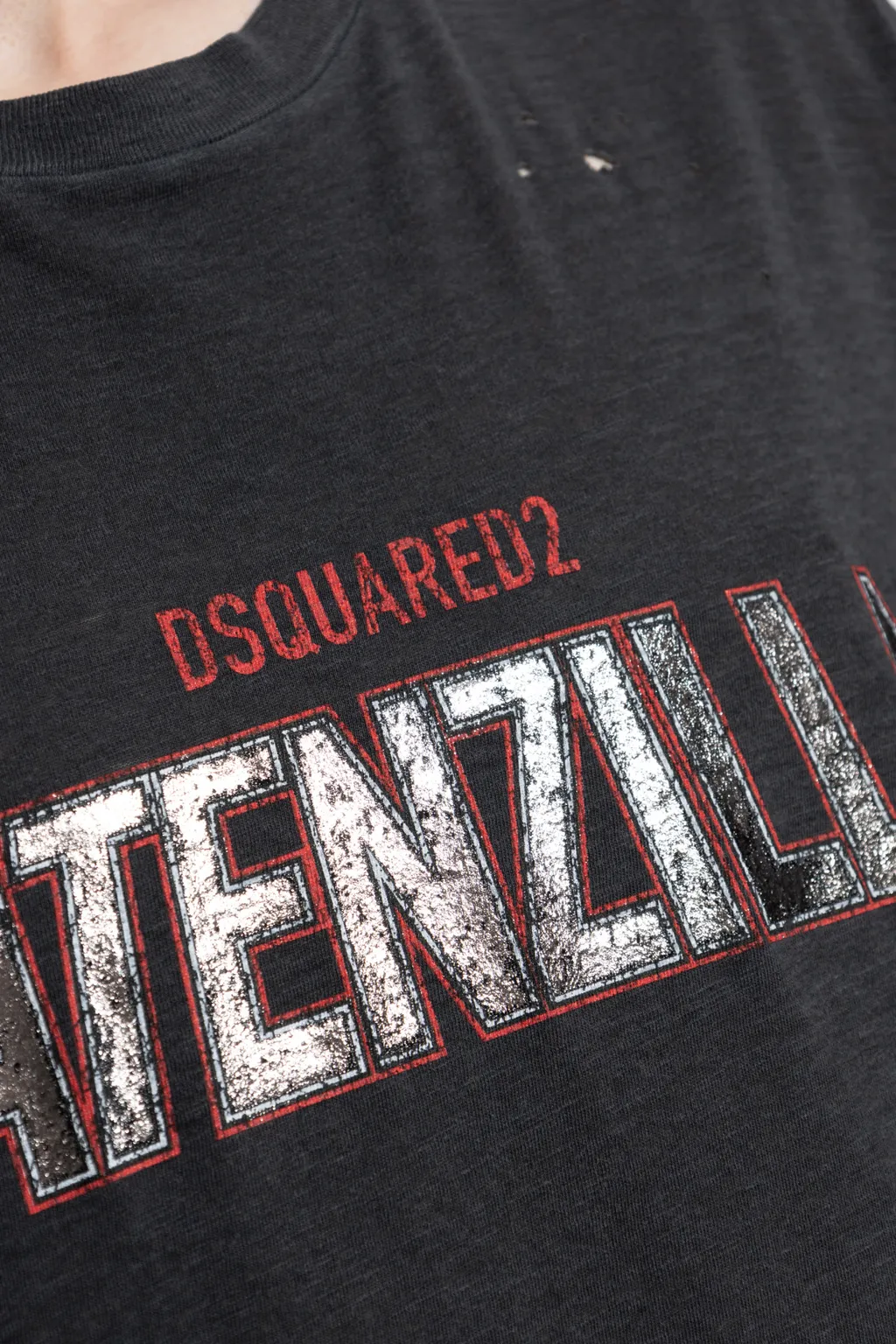 Dsquared2 Distressed Crewneck Printed T-Shirt