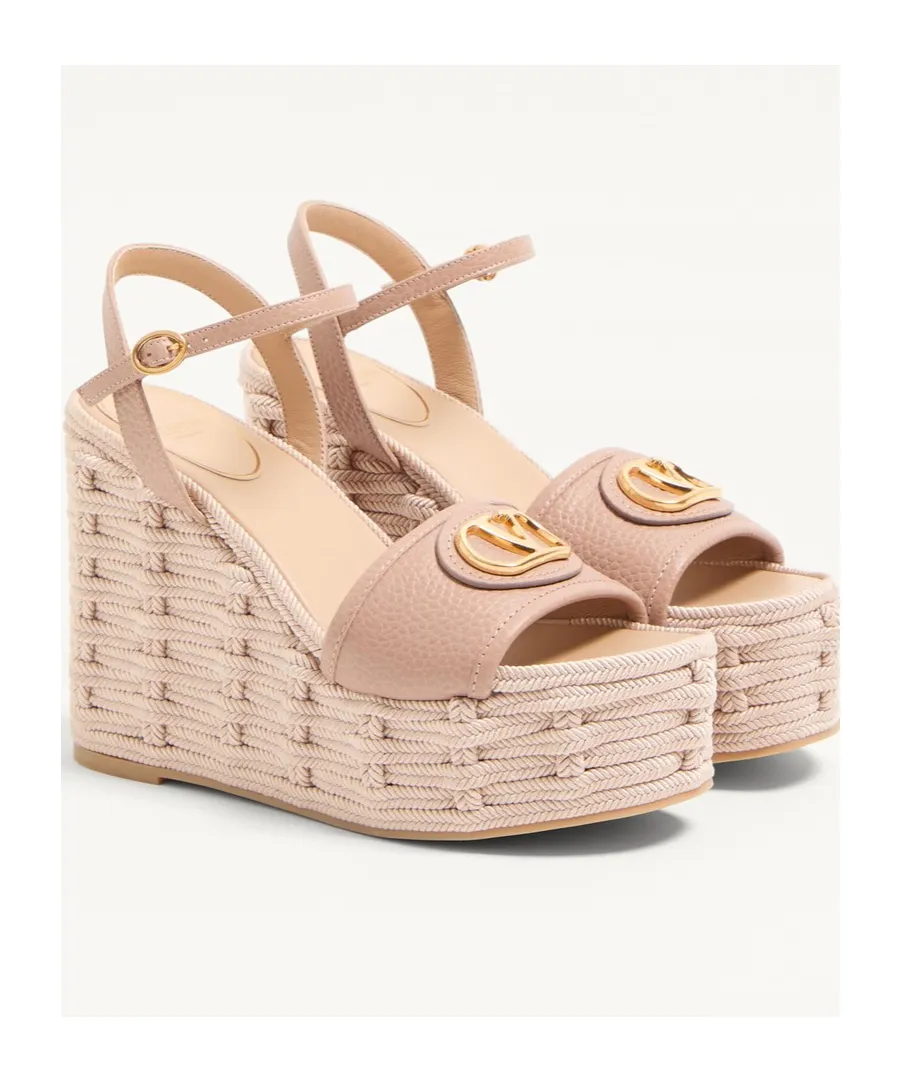 Valentino Vlogo Signature Open Toe Wedge Sandals