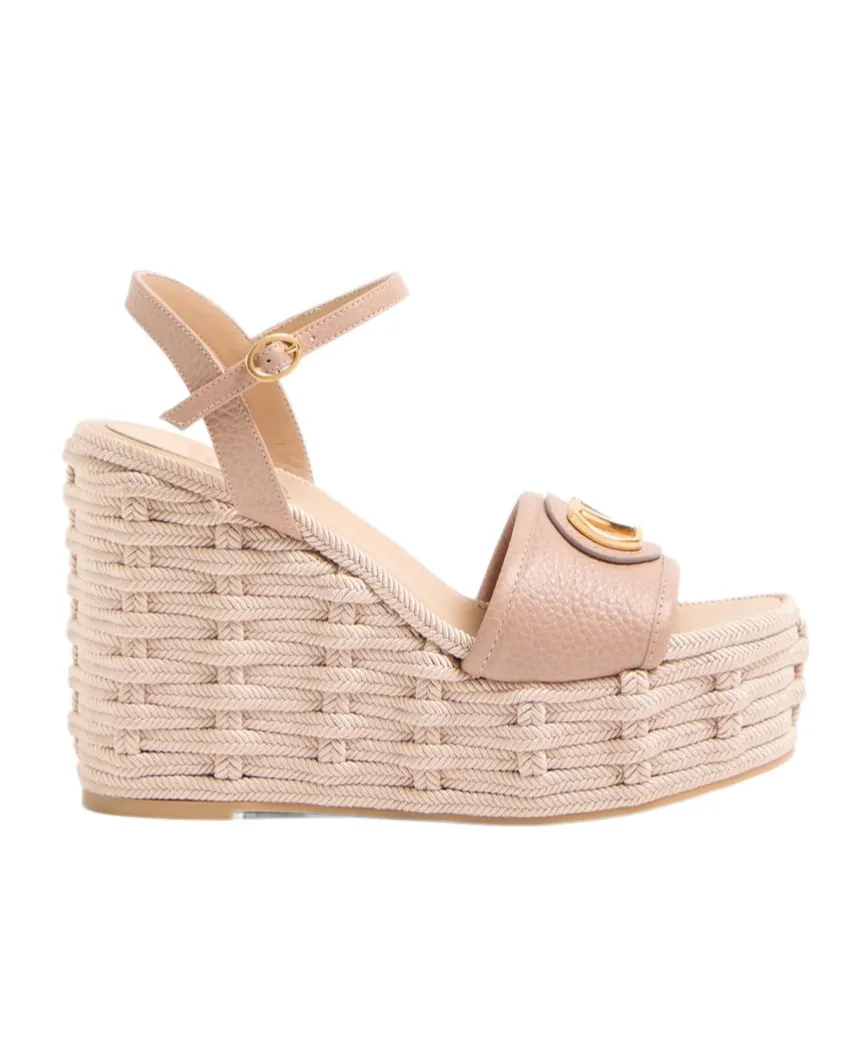 Valentino Vlogo Signature Open Toe Wedge Sandals