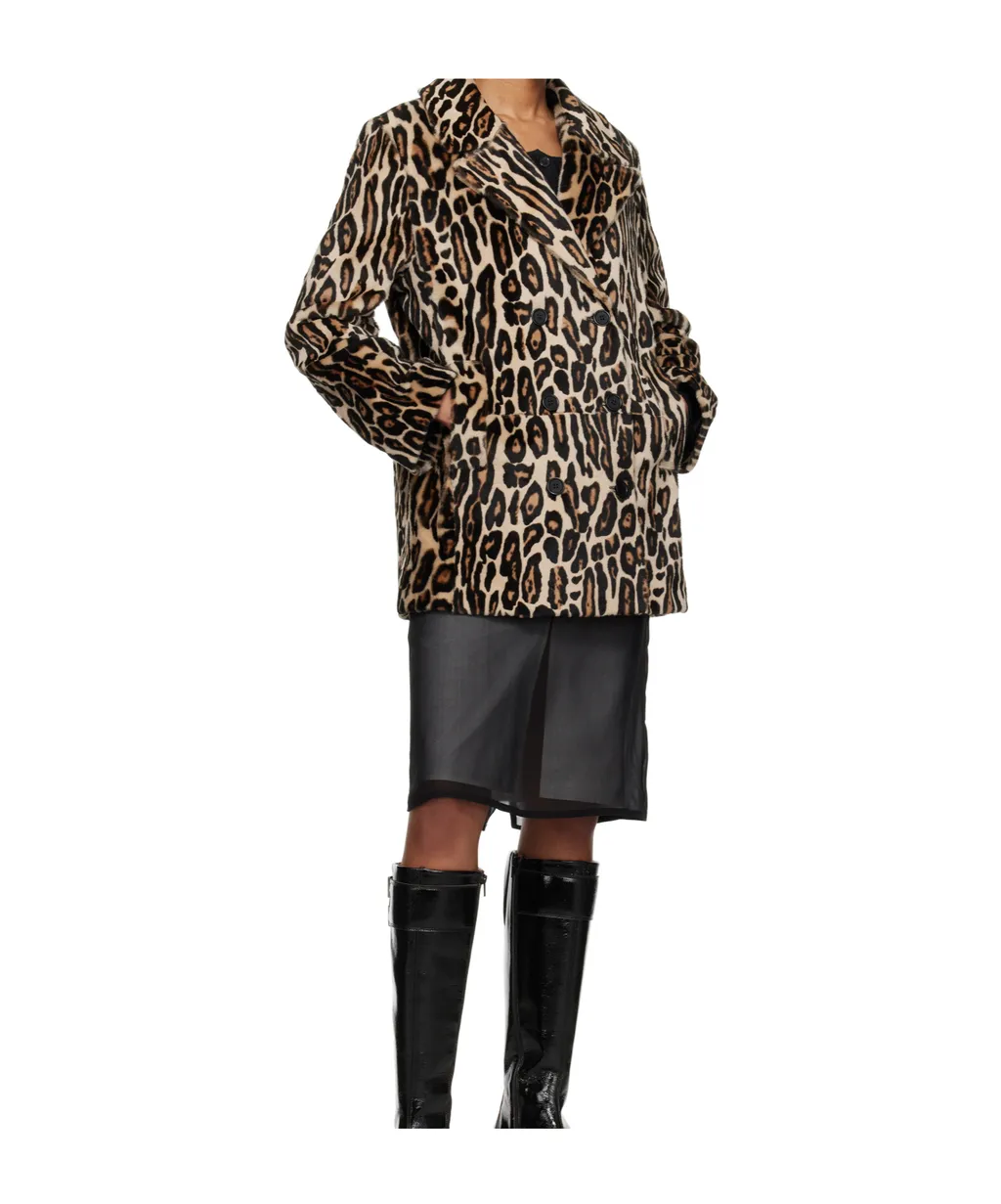 Leopard Shearling Peacoat