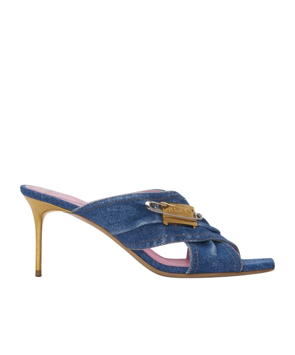 Balmain Denim Safety Pin Mules