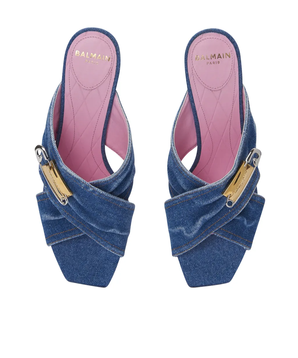 Balmain Denim Safety Pin Mules