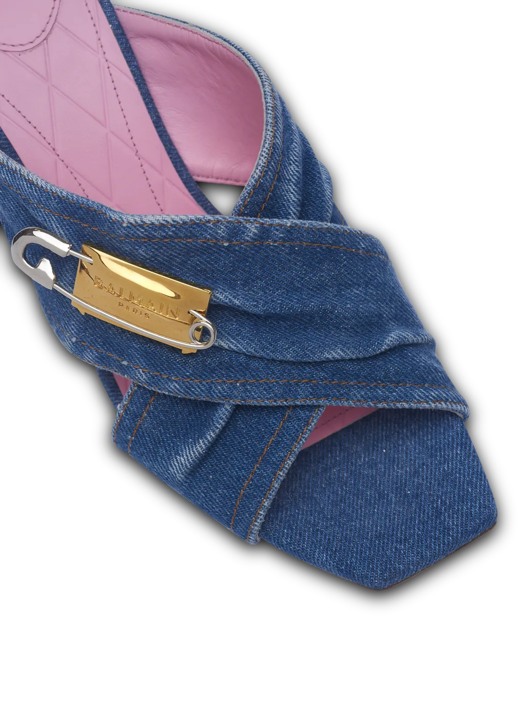 Balmain Denim Safety Pin Mules