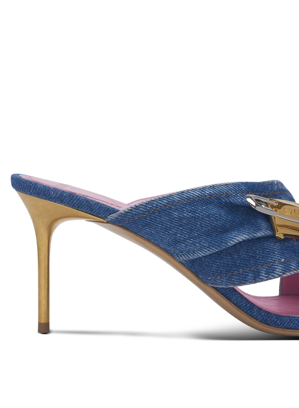 Balmain Denim Safety Pin Mules