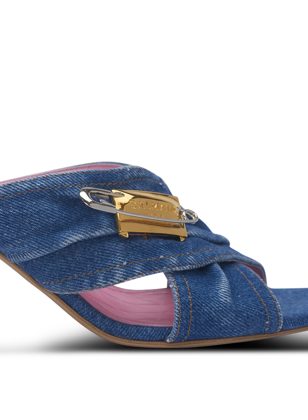 Balmain Denim Safety Pin Mules