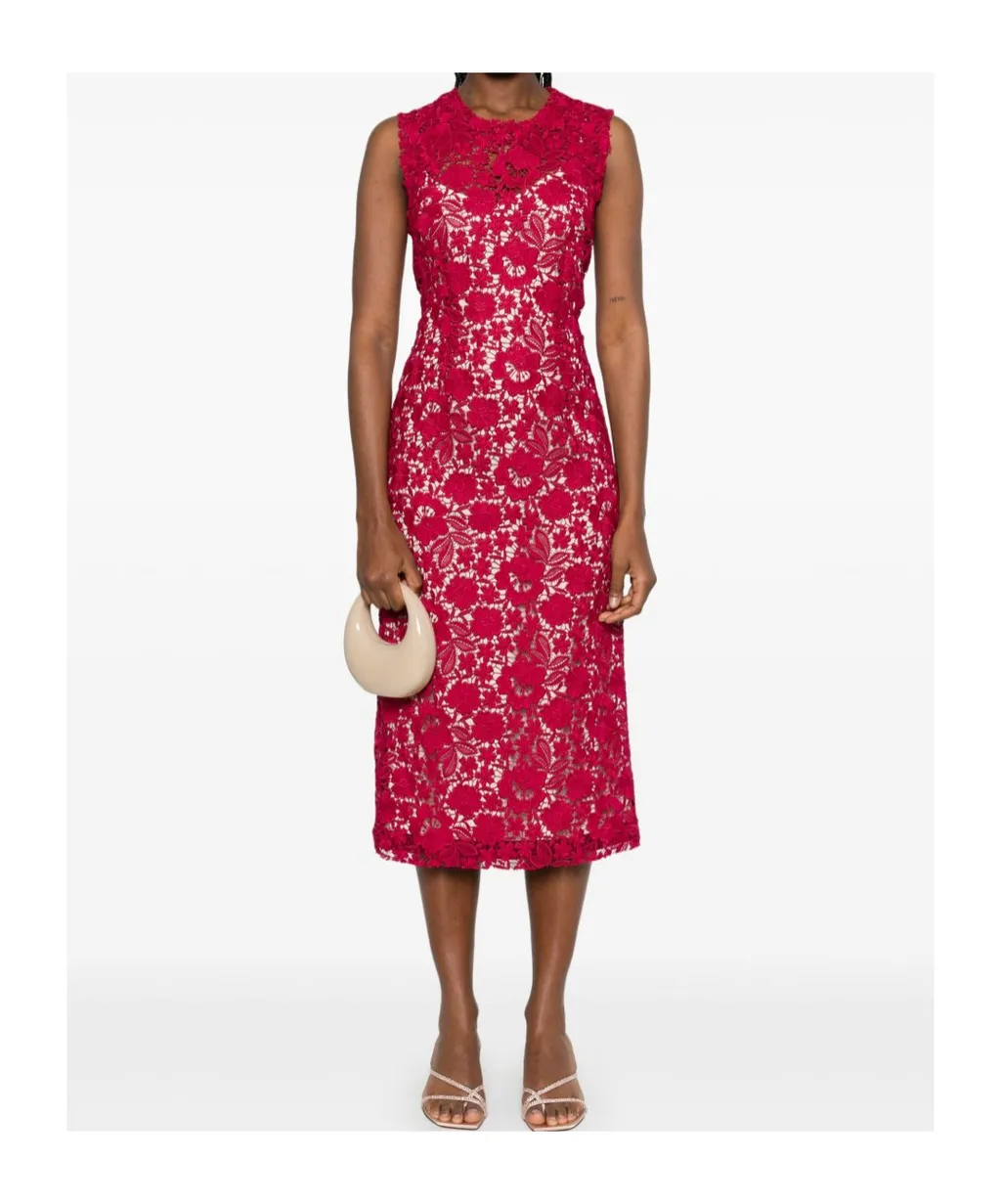 P.A.R.O.S.H. Peonia Floral Lace Midi Dress