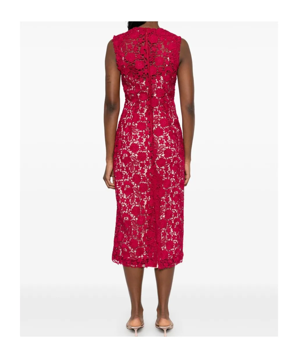 P.A.R.O.S.H. Peonia Floral Lace Midi Dress