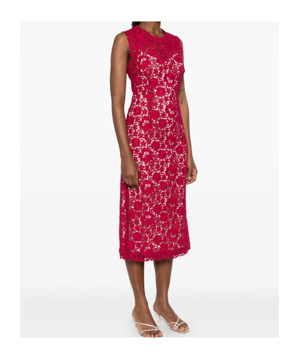P.A.R.O.S.H. Peonia Floral Lace Midi Dress