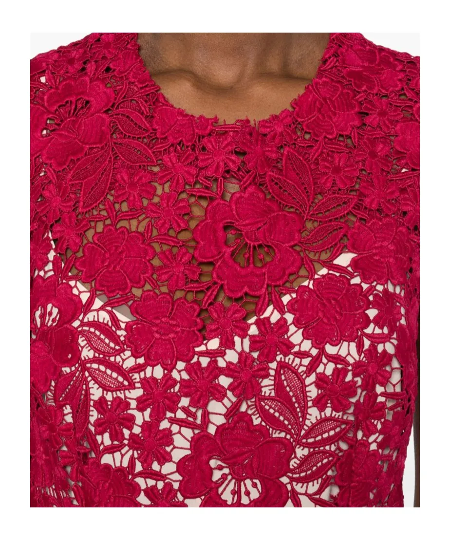 P.A.R.O.S.H. Peonia Floral Lace Midi Dress