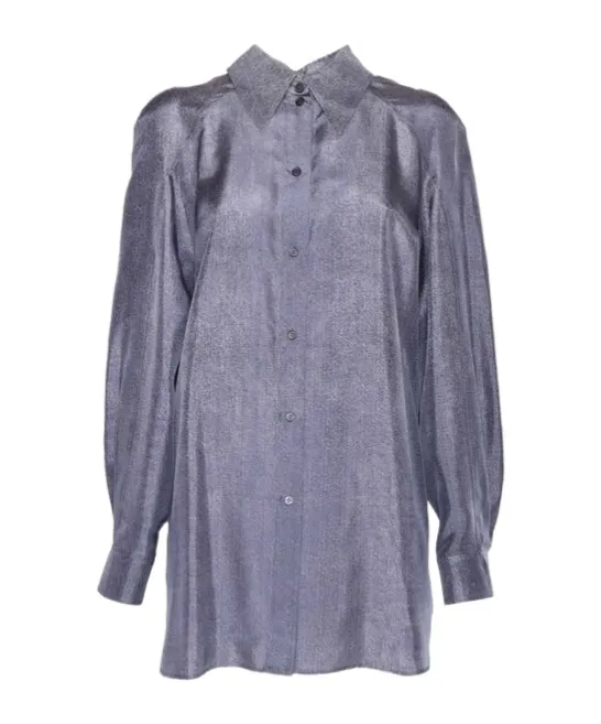 Alberta Ferretti Habotai Print Denim Shirt