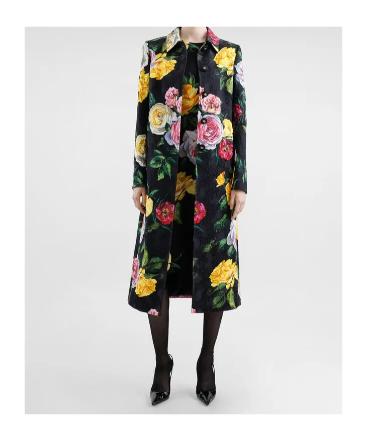 Rose-Print Coat