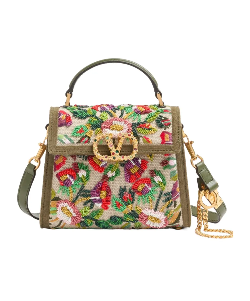 Valentino Garavani Mini Vsling Embroidered Handbag With Jewel Logo