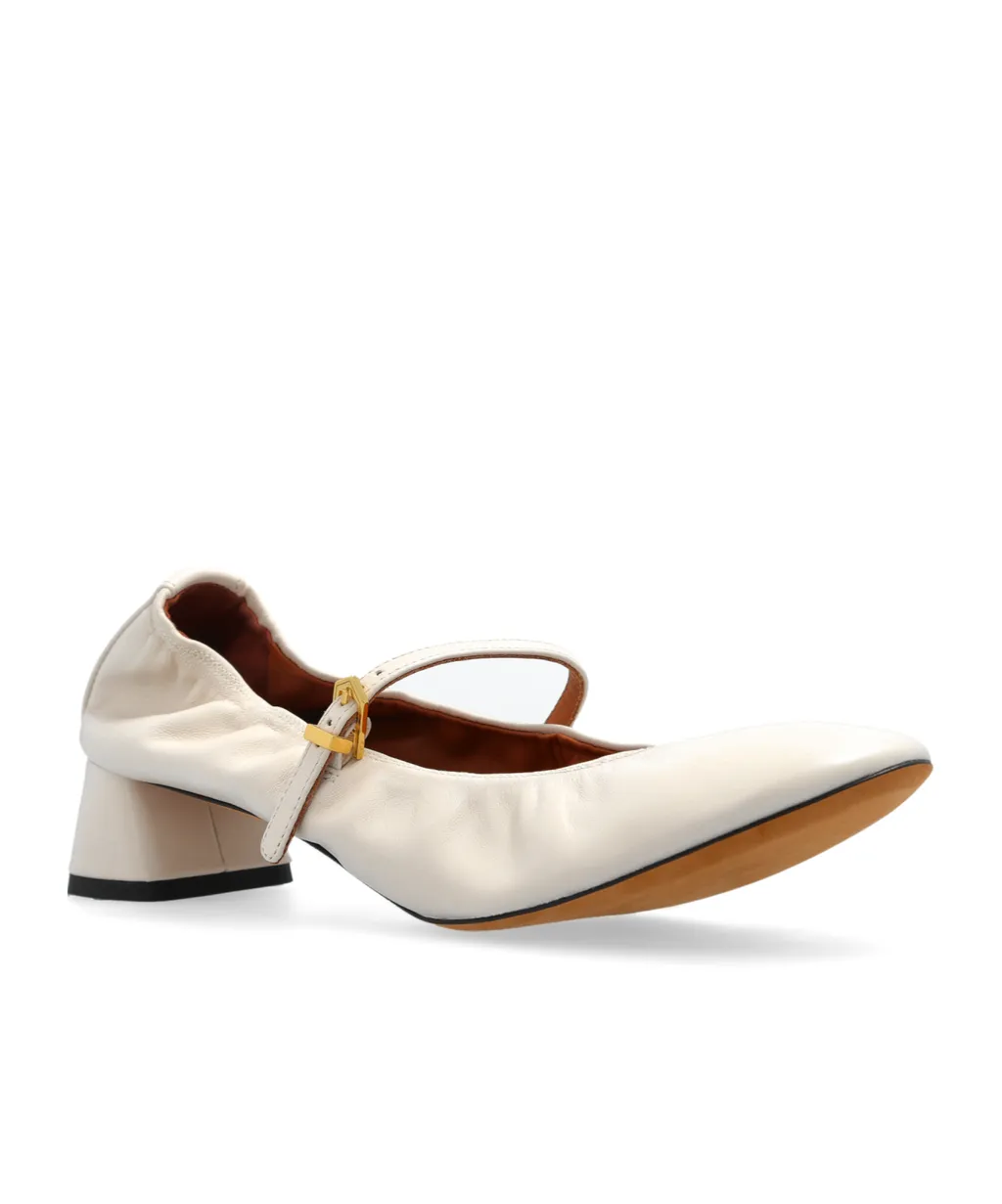 Lanvin Wedge-Heel Buckle-Strap Ballerinas